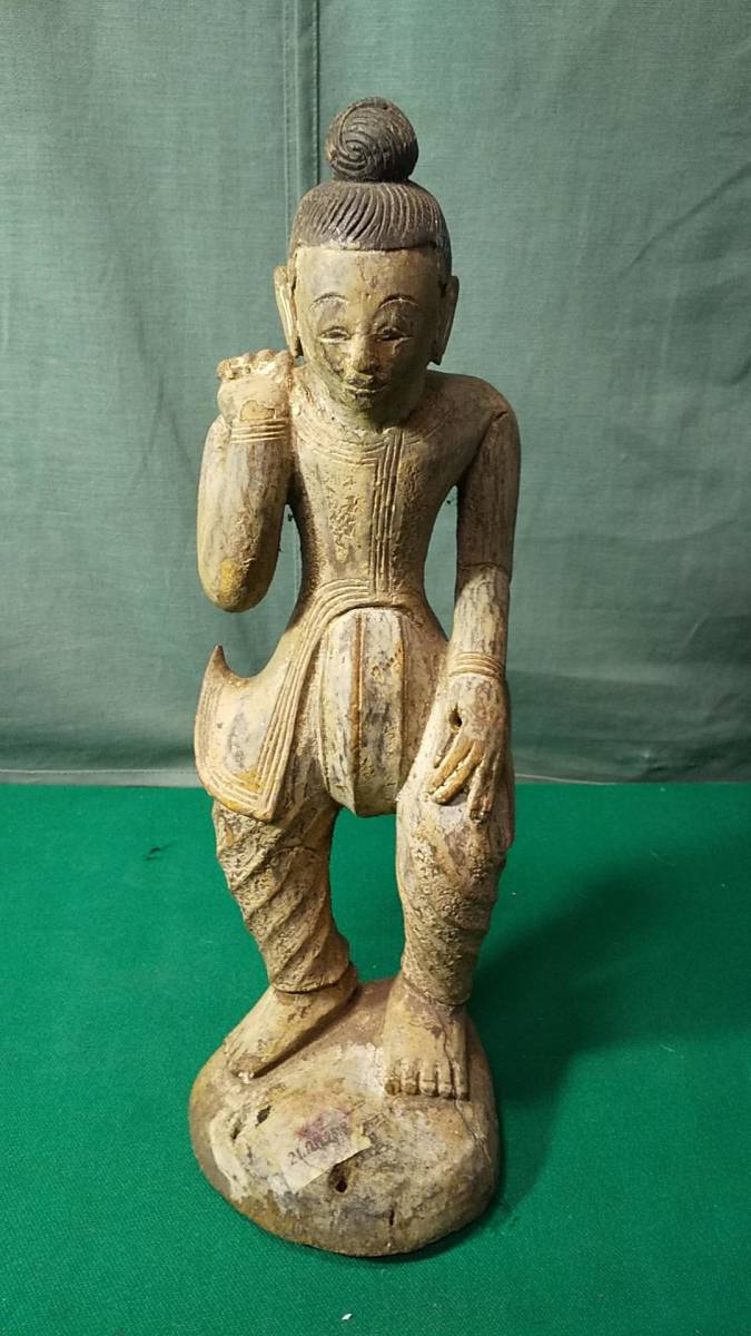 タイ 木彫り 人形 彫刻 仏像 アンティーク 骨董●H2126拍卖