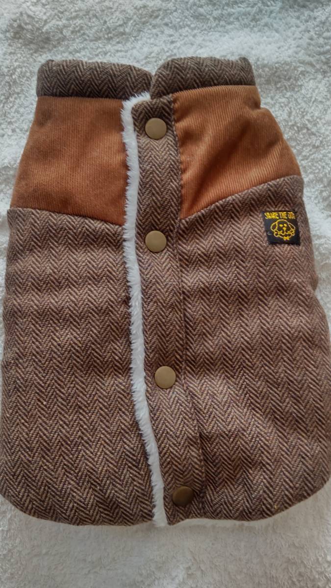 L★ニット中綿ベスト★裏ボア★茶拍卖