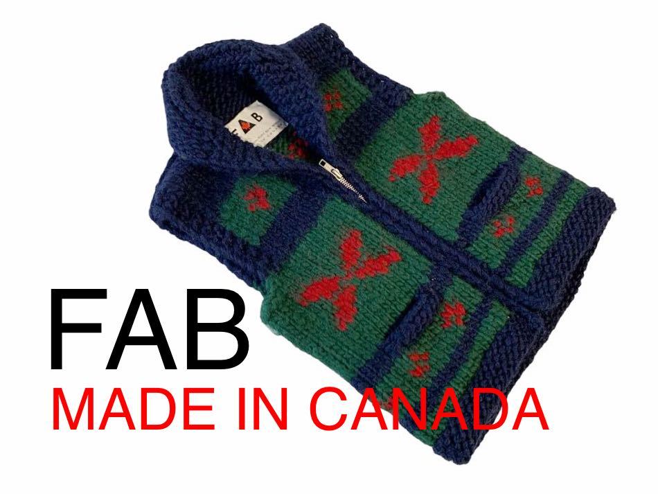 美品 FAB カナダ製 KIDS 子供用 カウチンベスト カウチン ニットベスト CANADA カナディアンセーター カウチンセーター キッズ拍卖