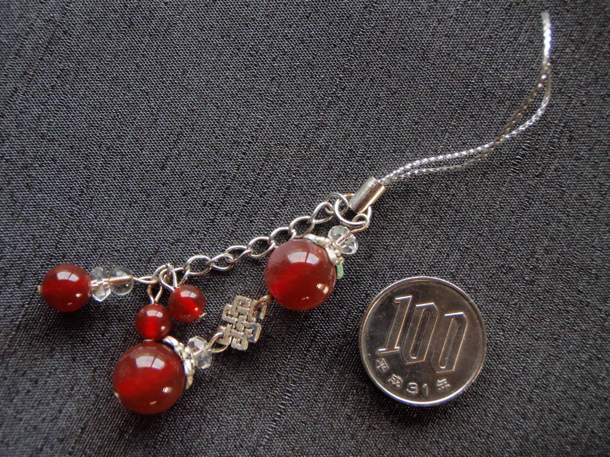 玉手箱シリ-ズ イ-67 赤瑪瑙&クリスタル ストラップ拍卖