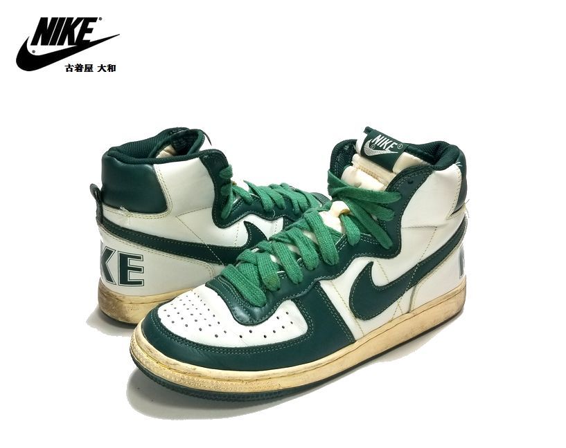 #古着屋大和 復刻 2008年 NIKE ナイキ ビッグナイキ ターミネーター ヴィンテージ加工 スニーカー バスケット バスケ バッシュ 緑 白 27cm拍卖