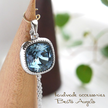 ◇◇+angelo+スワロフスキー 4470のネックレス(n-27)デニムブルー S 一粒 シンプル拍卖