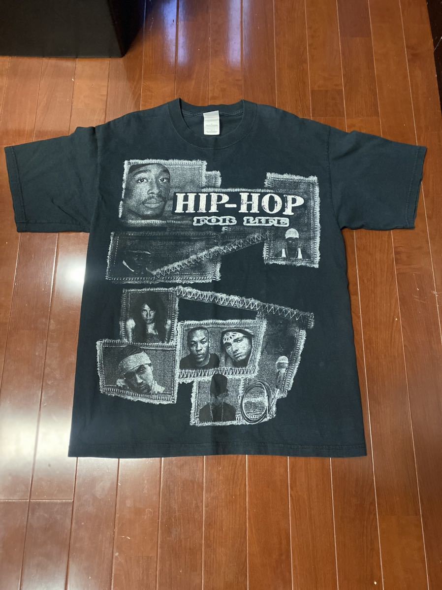 00'S当時物2PAC アーティストTシャツヴィンテージ サイズL EMINEM HIP HOP ブラック BIGGIE エミネム RAP Tシャツ NAS Snoop Dogg拍卖