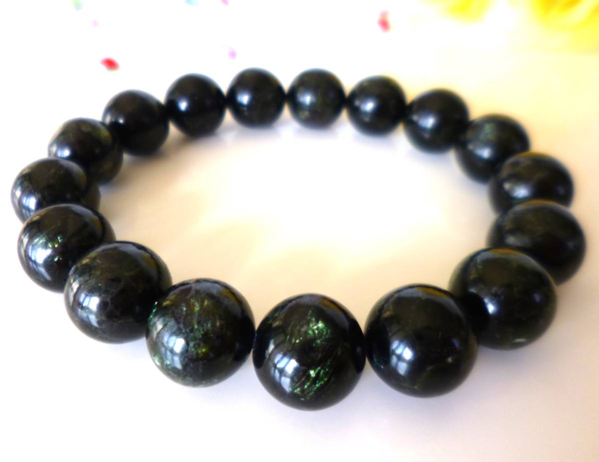 ☆レアストーン☆逆境からの脱出☆洞察力☆人生に光を与える☆愛☆バイオタイト(黒雲母)☆グリーンマイカ☆大珠12.5mm17.5cm拍卖