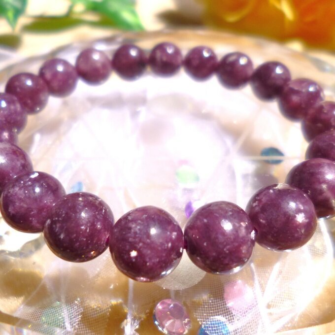 ☆変革の石★トラウマ克服★心の平穏☆神秘のオーラ☆高品質AAA☆モザンビーク産☆レピドライト☆ ☆10mm☆ ☆15.5cm☆拍卖