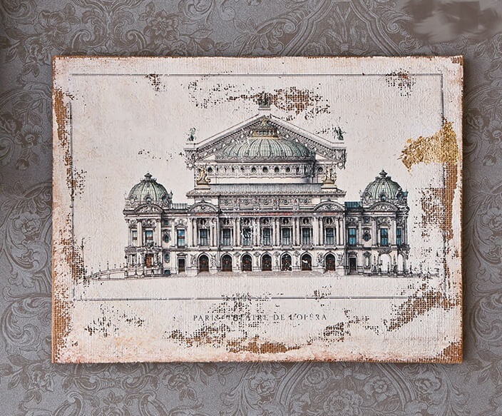 パリのオペラ座・アンティーク風アートパネル拍卖