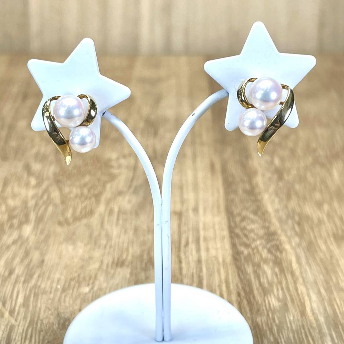 可愛い!k18 ベビーパール ハート ピアス 2.83g M1152拍卖