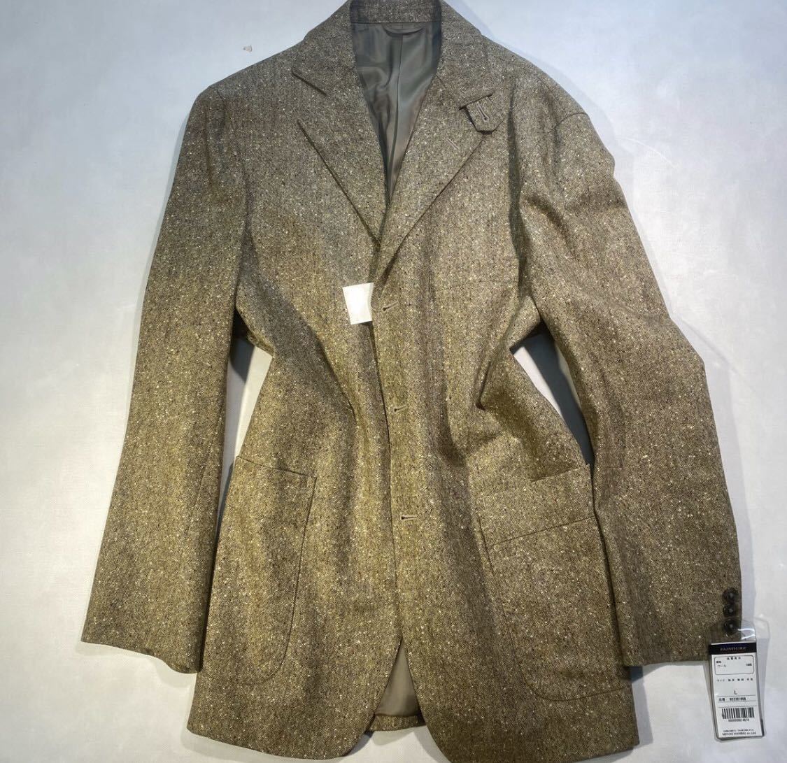 高級イタリア製 ウール100% テーラードジャケット 3Bシングルジャケット サイズL カーキー 総裏/サイドベンツ MIYUKI HANBAI 激安拍卖