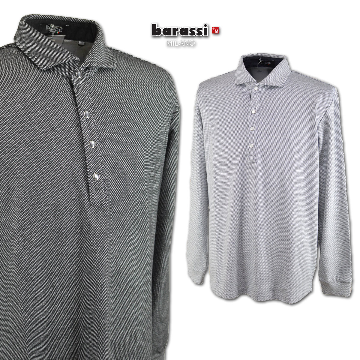 5割引【バラシ】メンズ 長袖ポロシャツ グレー(48)L 3150-2021-21 BARASSI ゴルフ おしゃれ かっこいい @拍卖