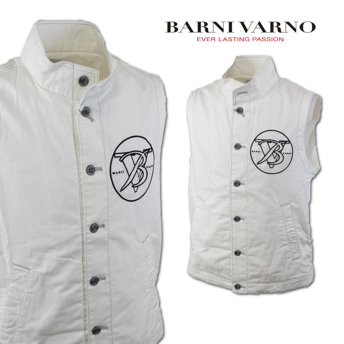30%OFF【バーニヴァーノ】メンズ ベストブルゾン L 白 KVS4009-02 BARNI VARNO カジュアル ゴルフ おしゃれ かっこいい 日本製 @拍卖