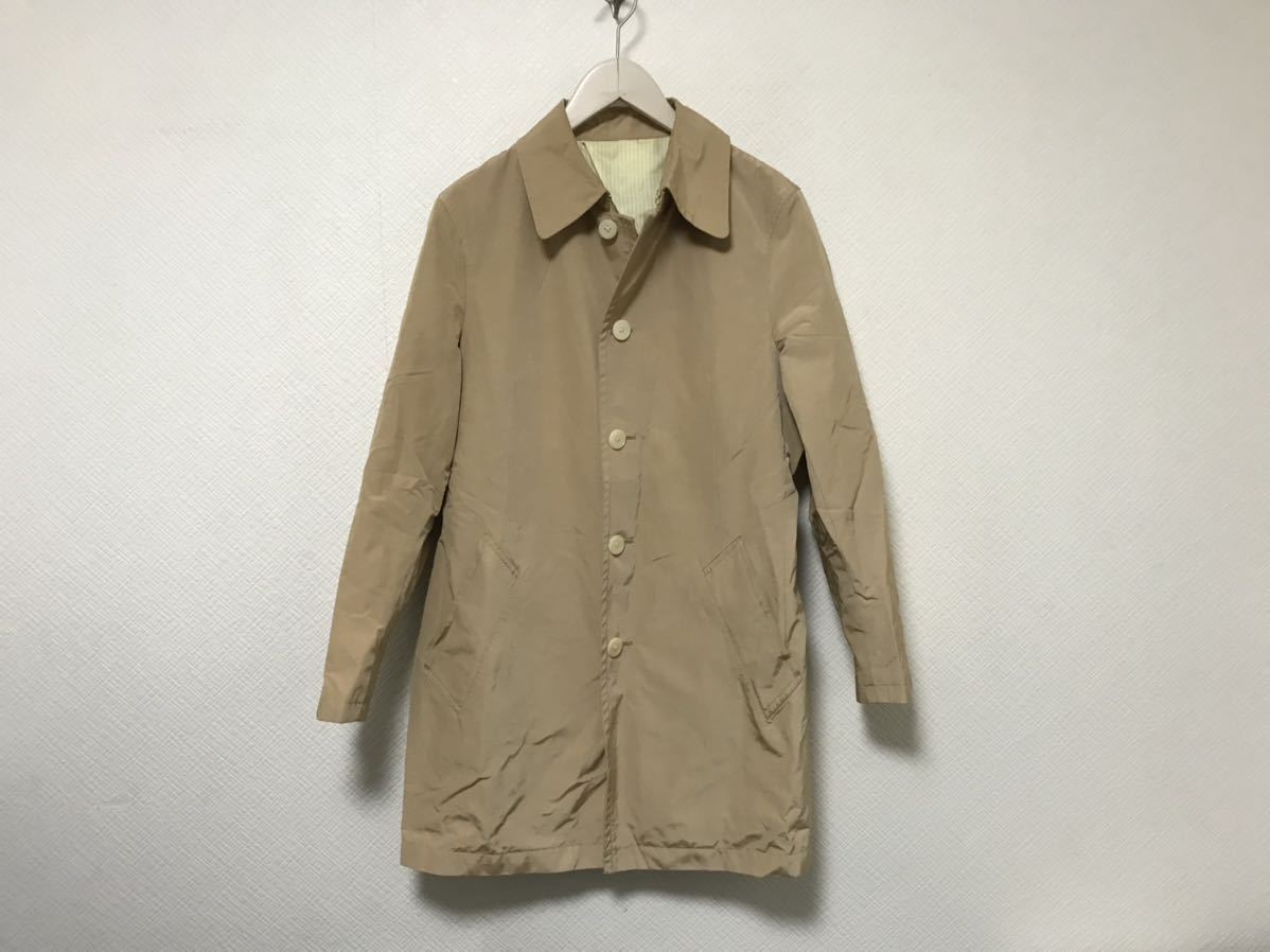 本物タケオキクチTK TAKEOKIKUCHIコットンポリエステルステンカラーコートジャケットメンズアメカジビジネススーツMベージュ拍卖