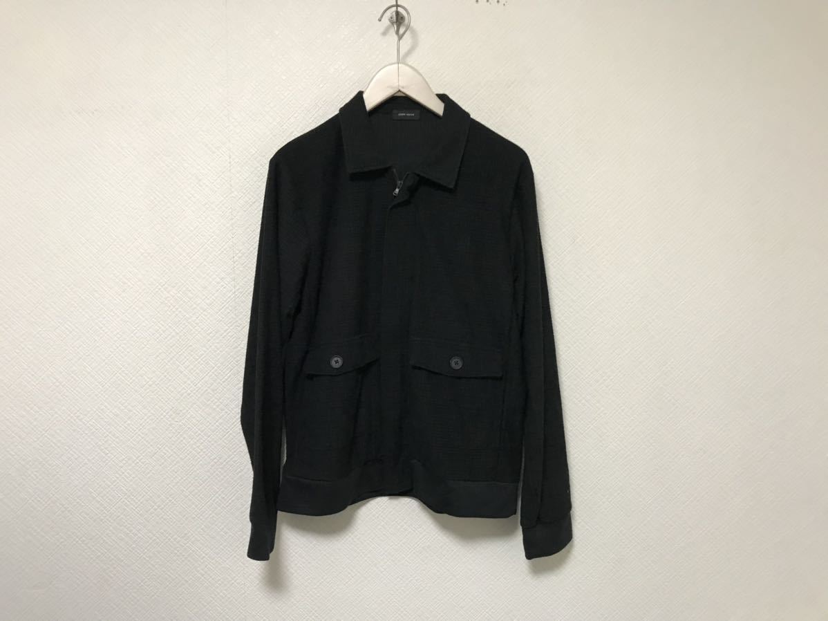 本物ジョゼフオムJOSEPH HOMMEジョセフコットンポリ薄手シャツジャケットメンズアメカジビジネススーツ46M黒ブラック柄日本製拍卖