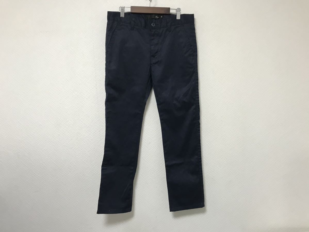 本物マージンMagineコットン光沢ストレッチワークチノパンツアメカジメンズアメカジビジネススーツ紺ネイビー日本製M46リリジップriri拍卖