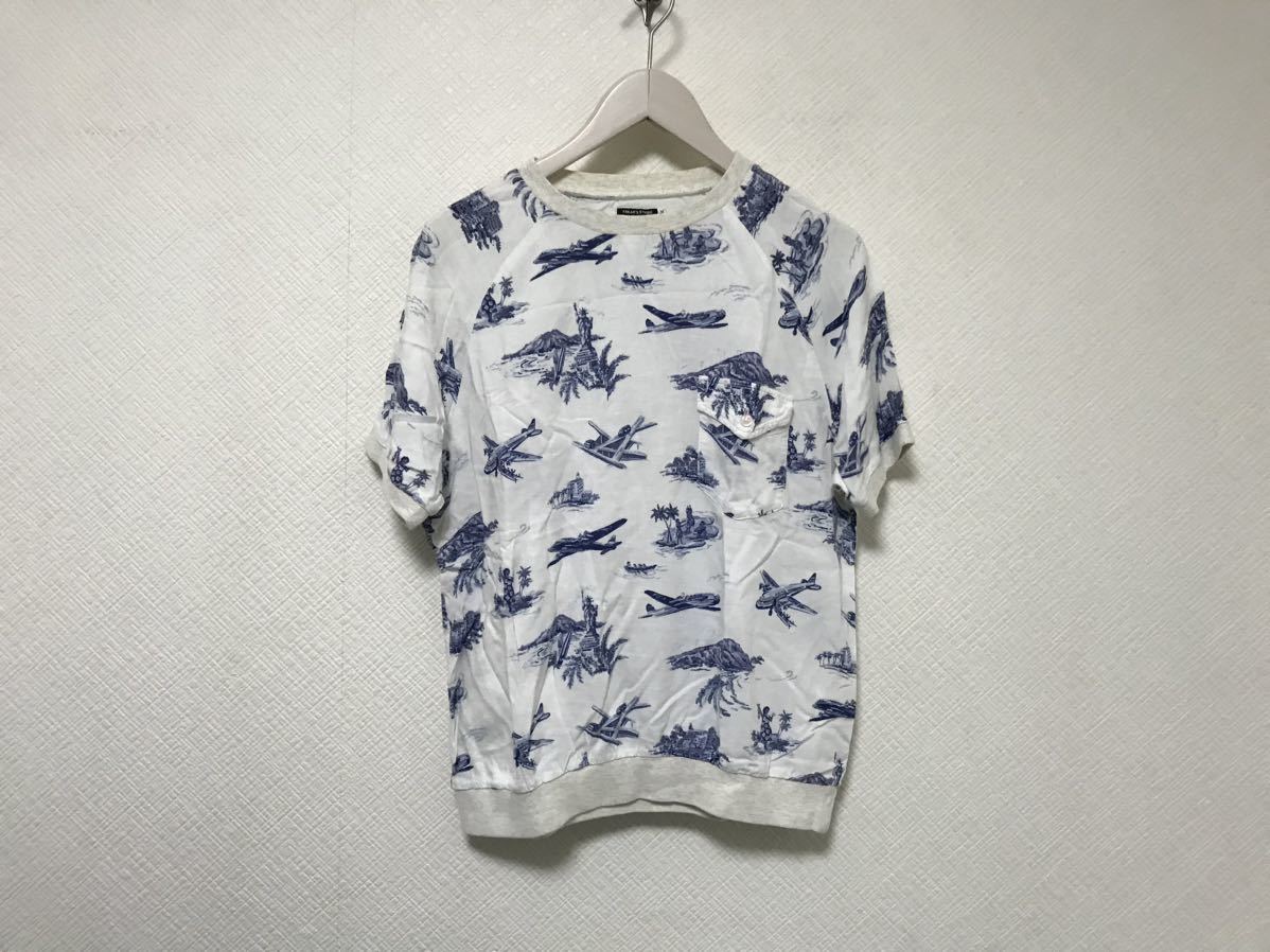 本物フリークスストアFREAKSSTOREレーヨン麻リネンアロハTシャツ半袖シャツショートハーフパンツセットアップメンズアメカジ白柄M日本製L拍卖