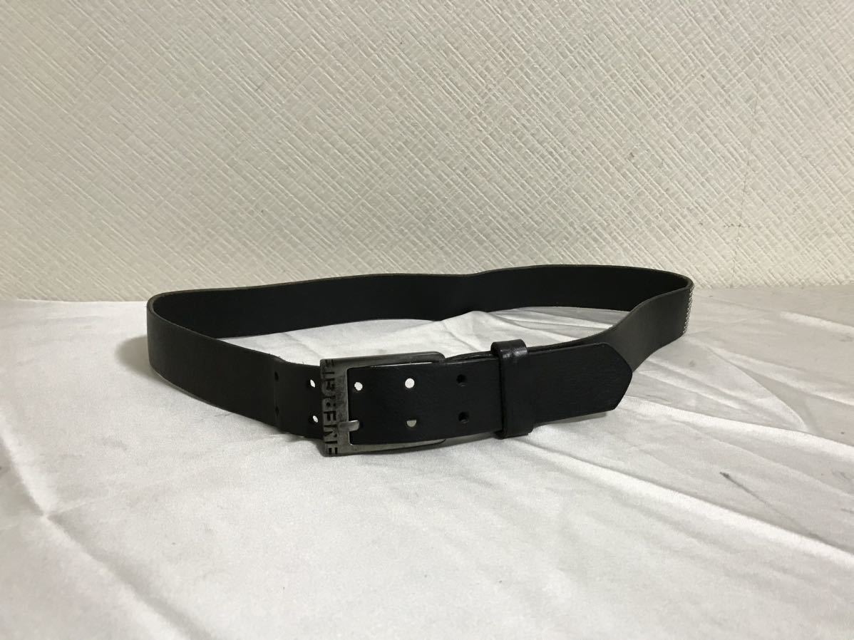 本物エナジーENERGIE本革レザースタッズベルトメンズ黒ブラックトラベル旅行スーツアメカジサーフミリタリーイタリア製拍卖