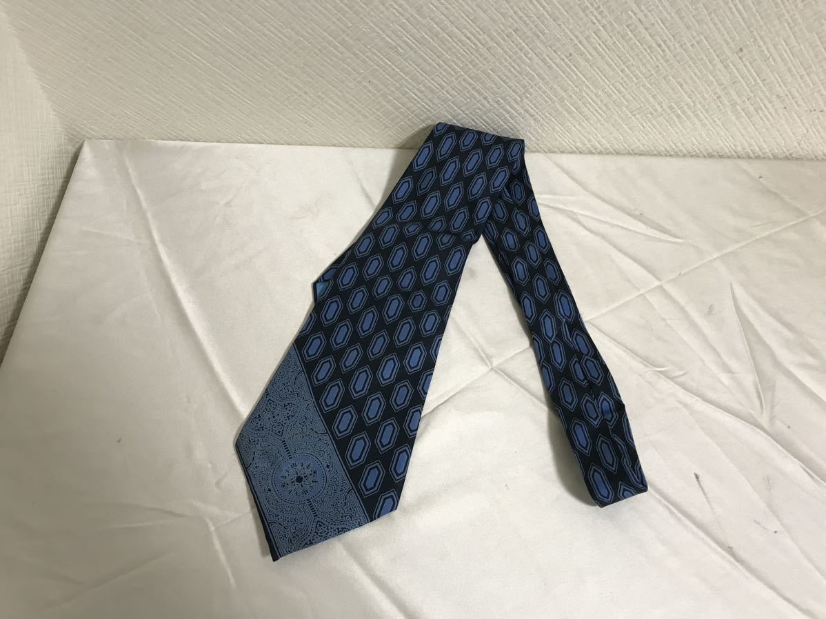 本物ジバンシーGIVENCHYシルクネクタイメンズ青ブルー柄トラベル旅行スーツアメカジサーフミリタリーフランス製ヴィンテージ拍卖