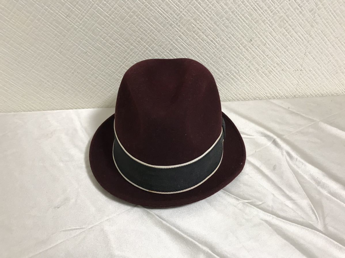 本物ニューヨークハットNEWYORKHATウール中折れハット帽子メンズトラベル旅行スーツアメカジサーフミリタリーアメリカ製ワインレッド赤拍卖
