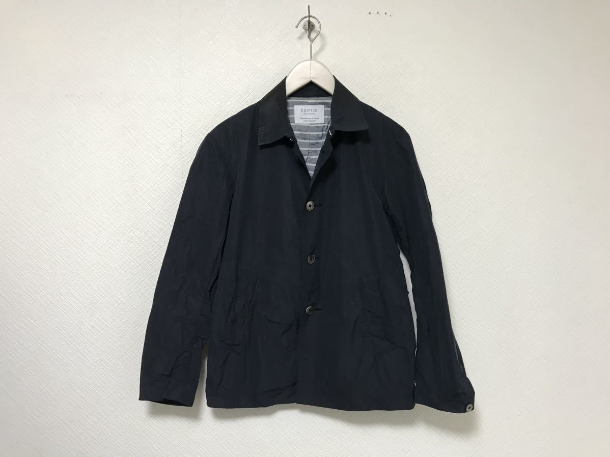 本物エディフィスEDIFICEナイロンステンカラージャケットコートミリタリーアメカジサーフビジネスメンズ紺ネイビー44S日本製拍卖