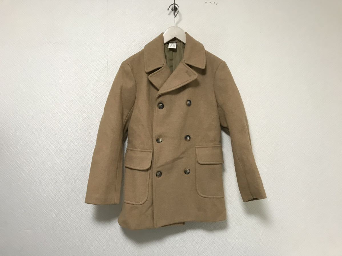 本物ビームスBEAMS 76ウールピーコートPジャケットミリタリーアメカジビジネススーツメンズキャメルベージュイギリス製イングランドS拍卖