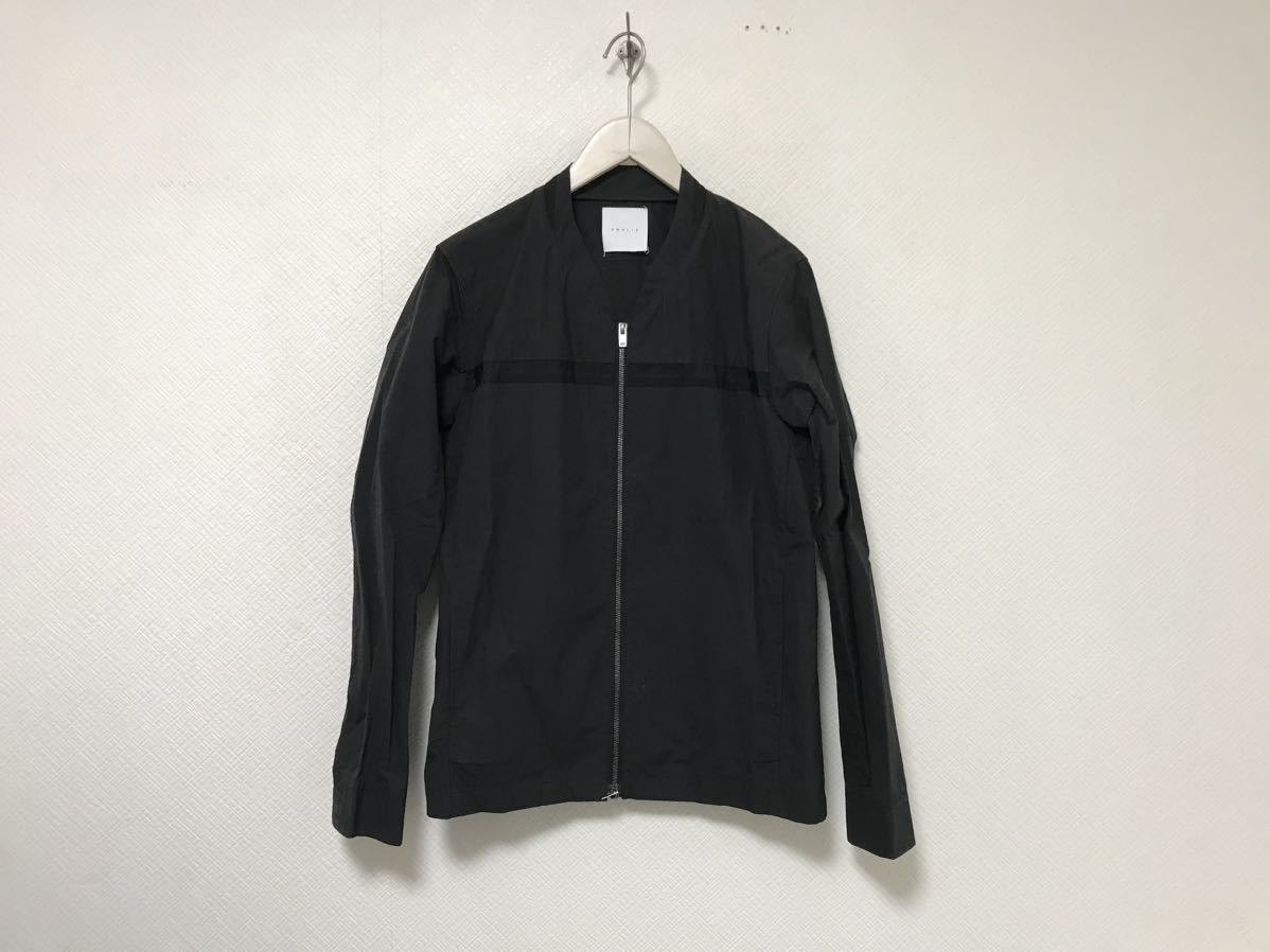 本物アメリAMeLIEコットン薄手ノーカラージップジャケットミリタリーアメカジサーフメンズ黒ブラックビジネススーツ48日本製L拍卖