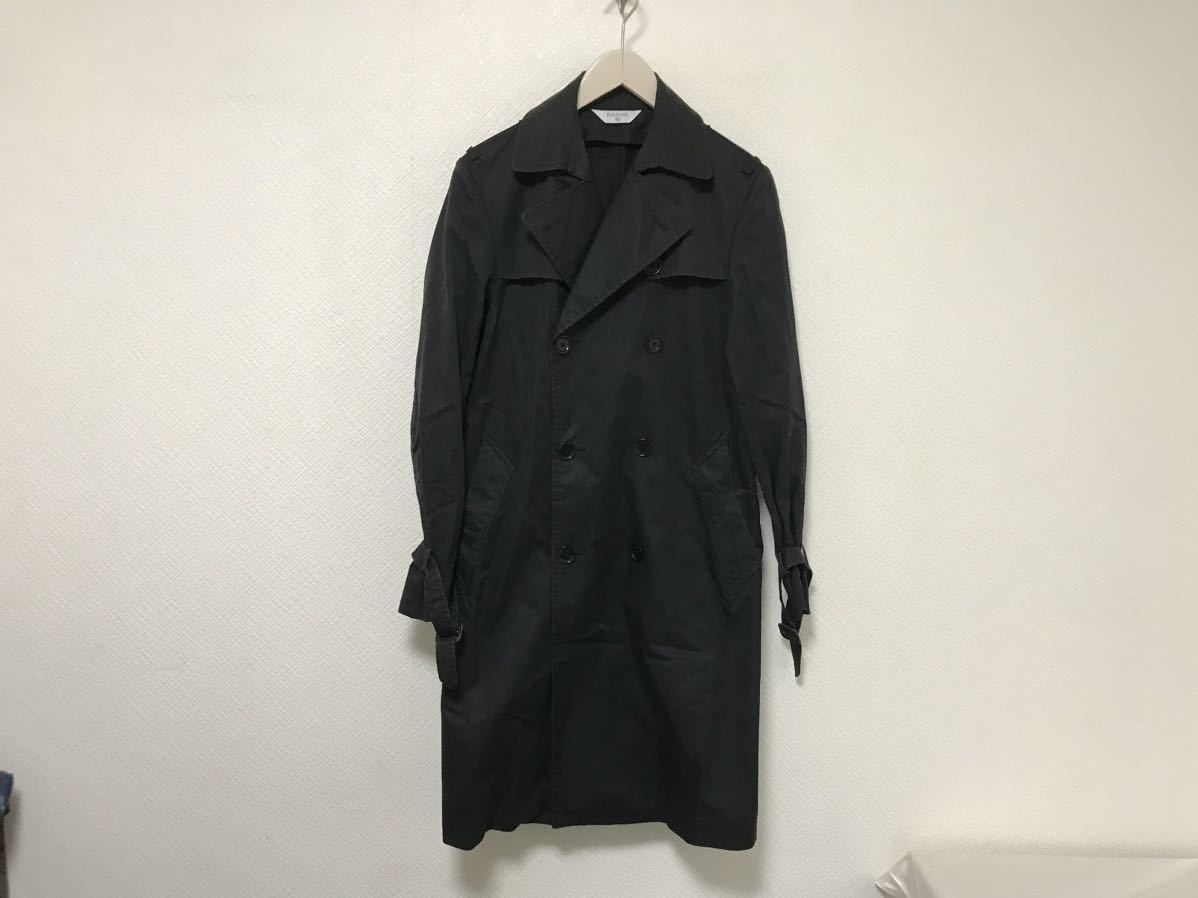 本物エディフィスEDIFICEコットンロングトレンチコートジャケットミリタリーアメカジサーフメンズミリタリービジネススーツ黒ブラック38M拍卖