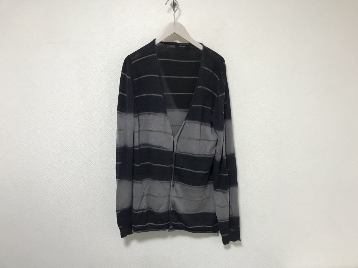 本物ジョンブルJohnbullコットン麻リネンニットボーダー柄長袖セーターカーディガンメンズアメカジサーフミリタリービジネス黒ブラックM拍卖