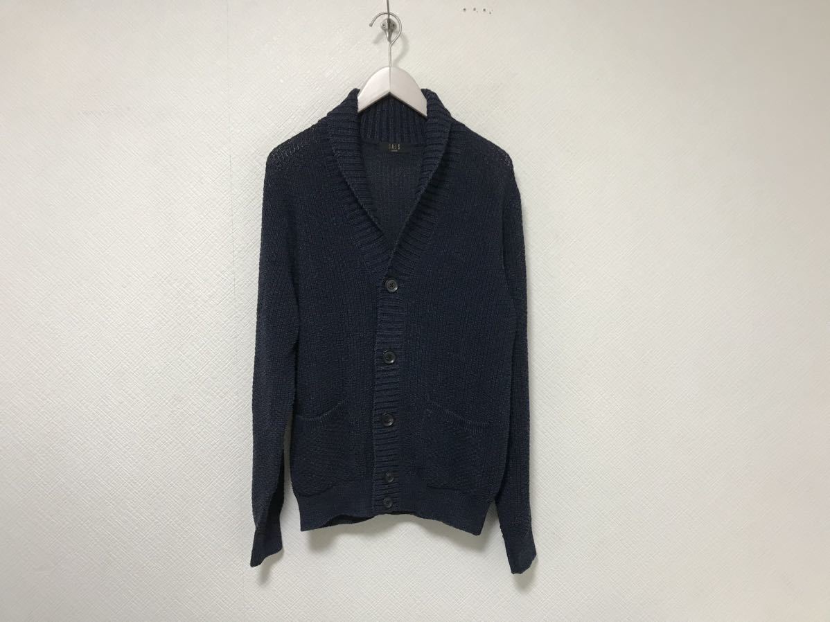 美品本物ダックスDAKSコットンニット長袖カーディガンセーターメンズアメカジサーフミリタリービジネス紺ネイビーM日本製ゴルフ拍卖