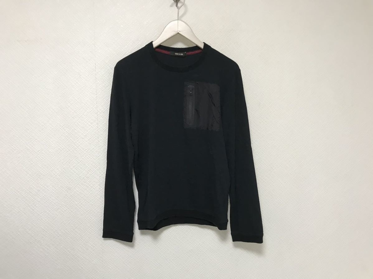 本物コムサメンCOMME CA MENコットンジャージ長袖ロンTシャツメンズアメカジミリタリーサーフビジネススーツM黒ブラック日本製拍卖