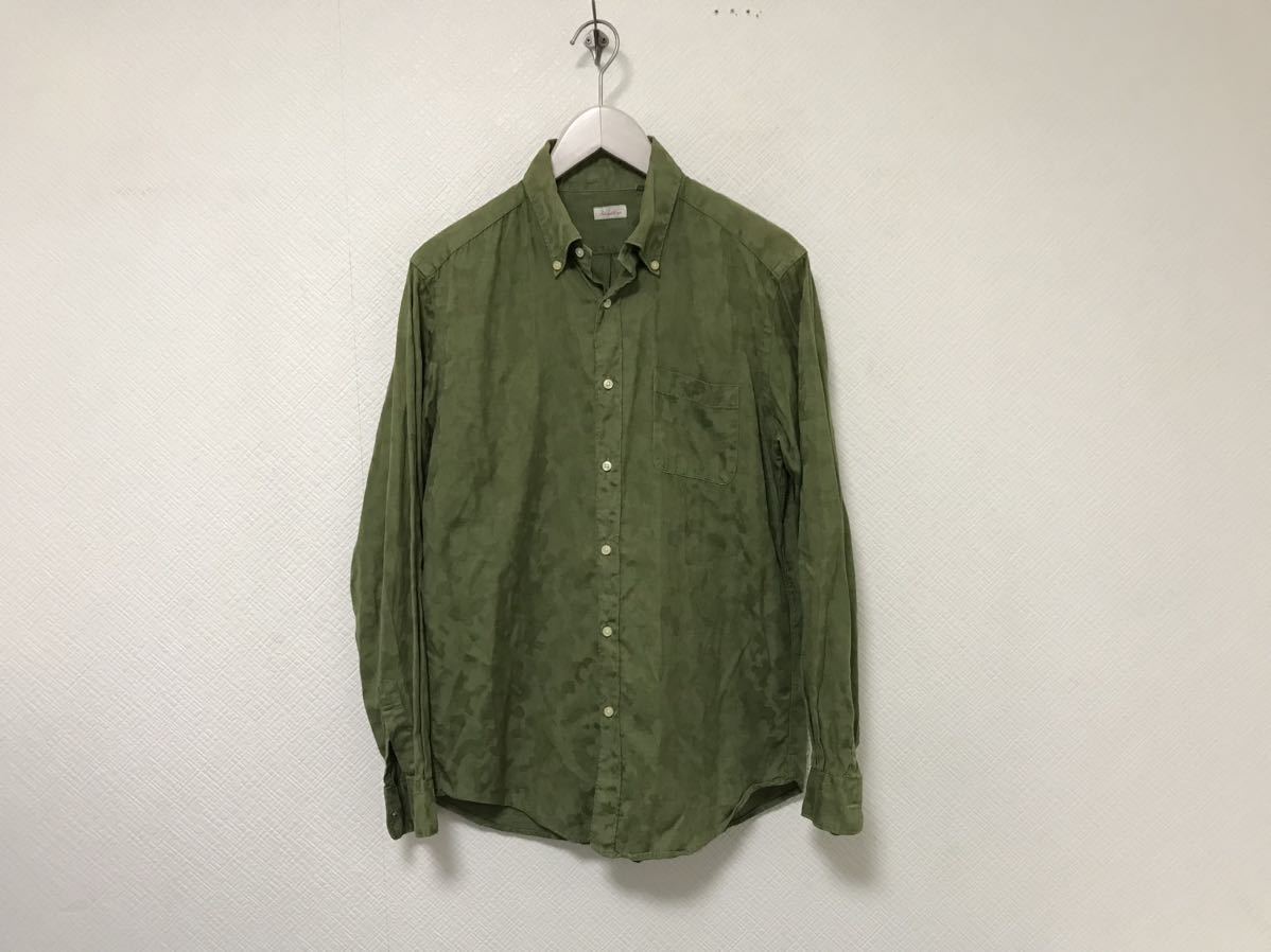 本物キットKittoビームスBEAMSコットン迷彩カモフラ柄長袖シャツメンズビジネススーツアメカジサーフミリタリーカーキL日本製拍卖