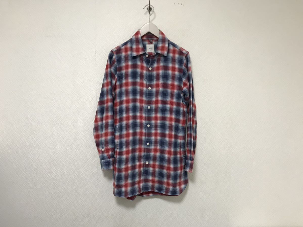 本物ティーエスエスts(s)コットンチェック柄ロング丈ネル長袖シャツメンズビジネススーツサーフアメカジ赤紫1S日本製ミリタリー拍卖