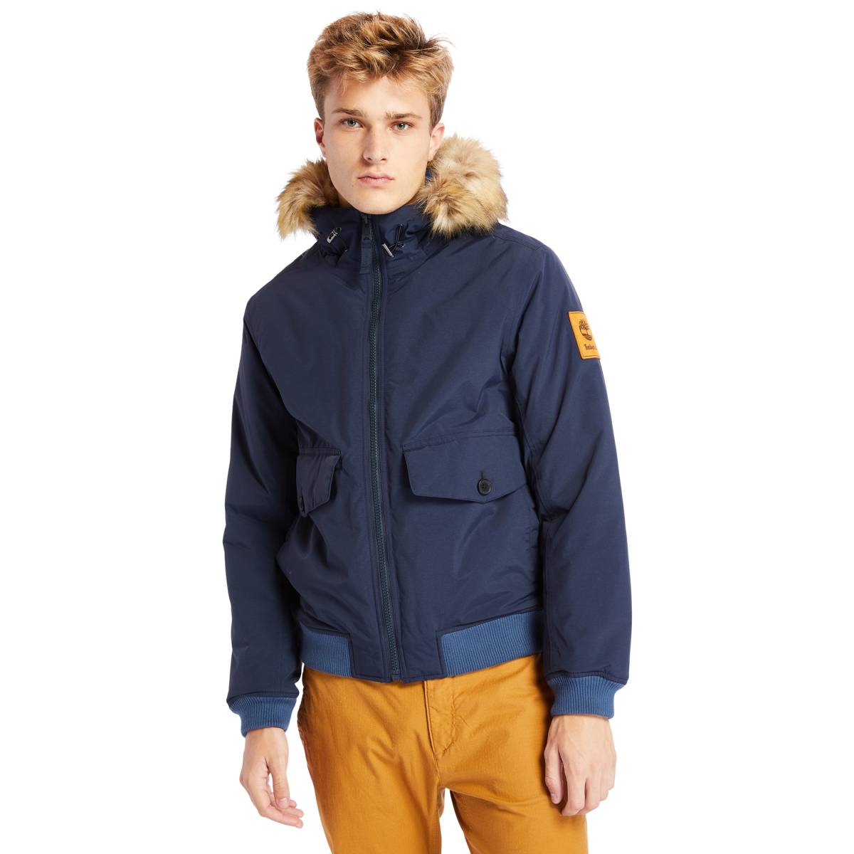 新品 定価3万 ティンバーランド ファー フード付き 中綿 ブルゾン 紺 S ダウン 拍卖