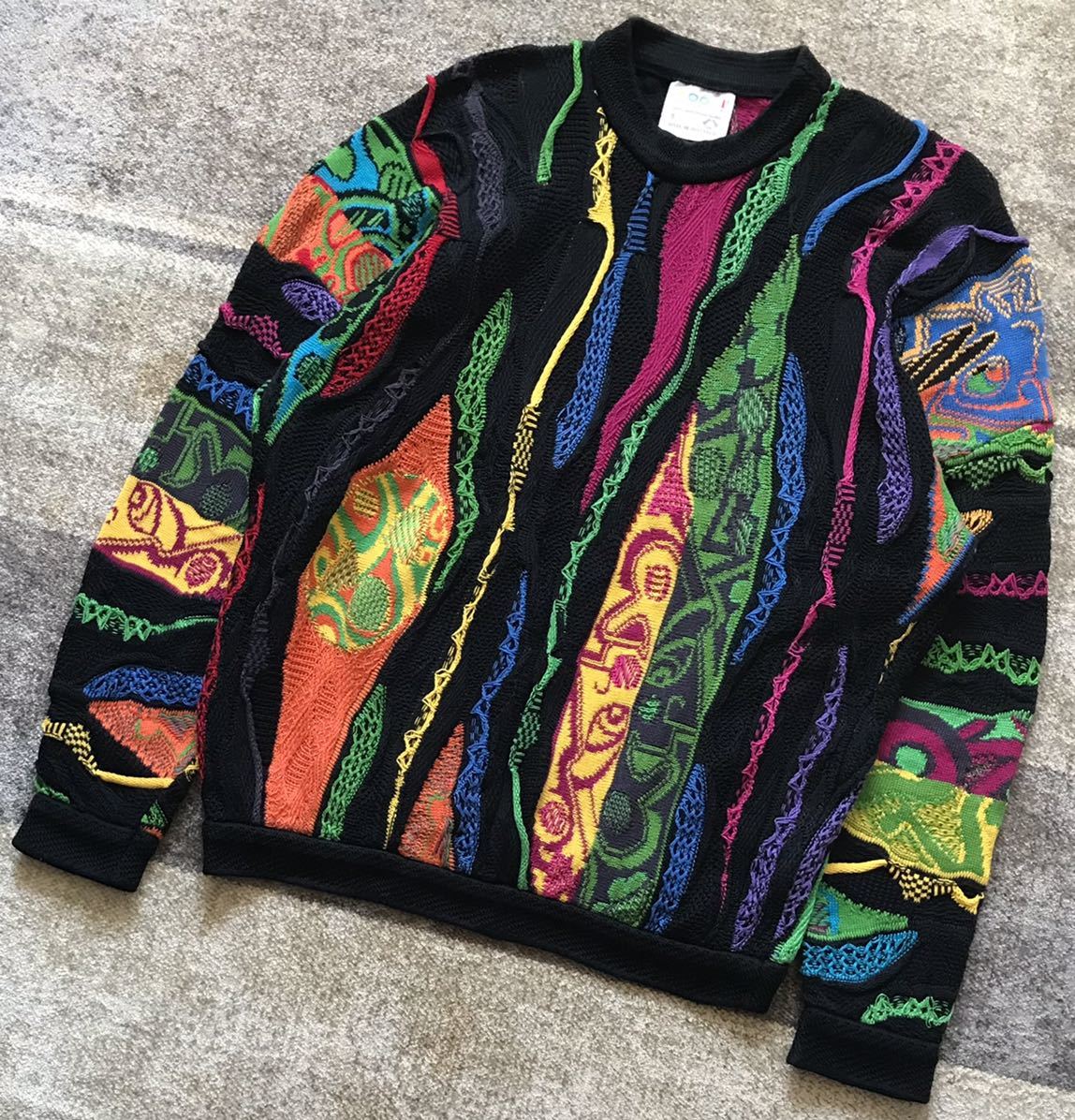 超レア 圧倒的な存在感 芸術 人物柄 風景画 90's ★ COOGI AUSTRALIA ★ クージー オーストラリア 3D 立体 個性派 コットン ニットセーター拍卖