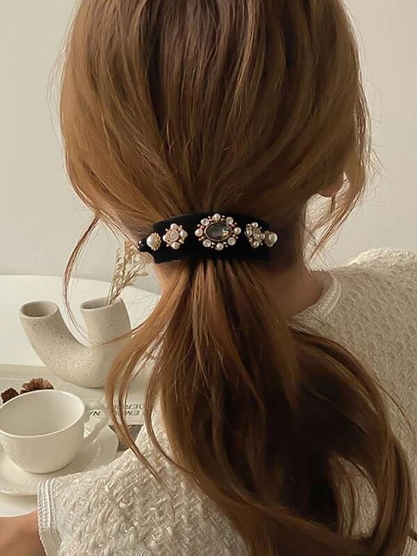 レディース 女性 ヘアアクセサリー ラインストーン&フェイクパール ヘアクリップ♪拍卖