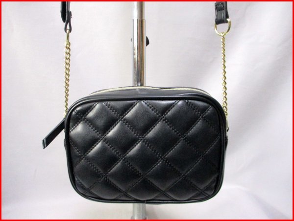 ミニショルダーバッグ キルティング◇BK 斜め掛け W19cm拍卖
