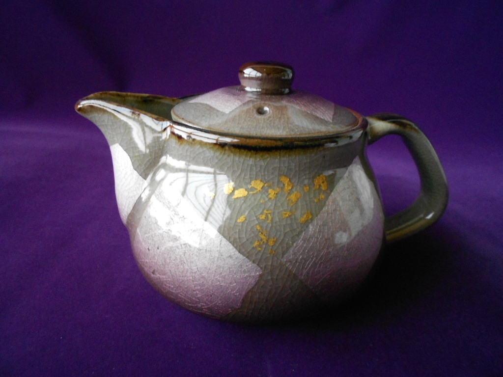 九谷焼! ☆金銀彩紫・ポット急須☆ K7-557 新品 汲出 煎茶 土瓶 鉄瓶 やかん 茶器 ギフト拍卖