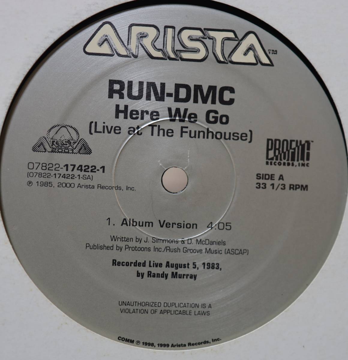 【廃盤12inch】Run DMC / Here We Go (Live At The Funhouse)拍卖