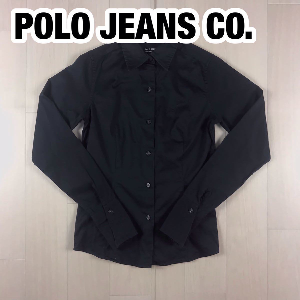 POLO JEANS CO. ポロ ジーンズ カンパニー 長袖シャツ レディースサイズ S ブラック 刺繍ロゴ拍卖