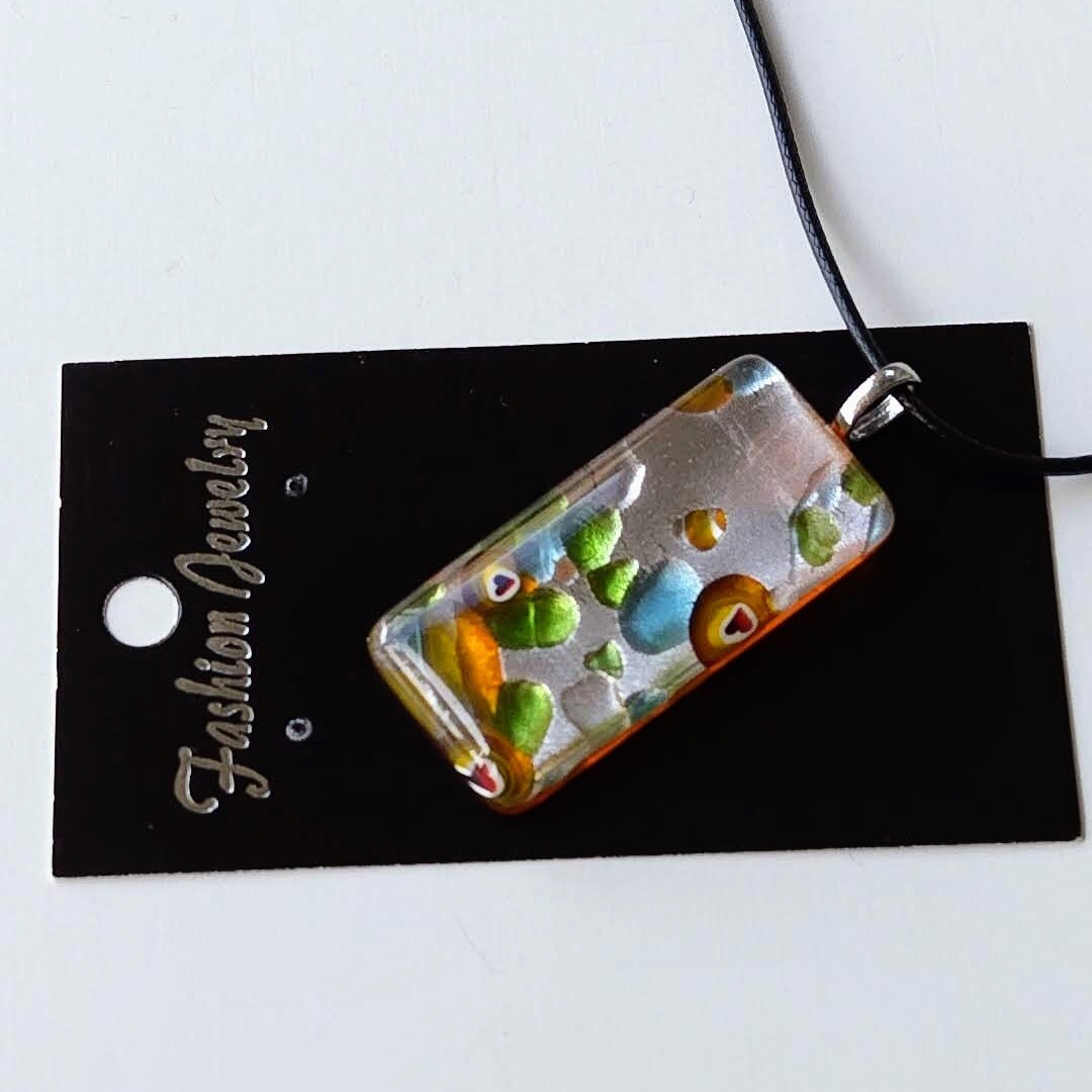 ランプワークペンダント 銀箔ミルフィオリ拍卖