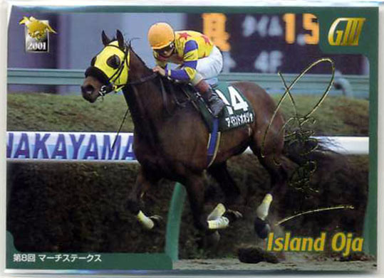 ★サラブレッドカード2001年上半期版 パラレル 金文字サイン 053 アイランドオオジャ 第8回マーチステークス 中舘英二 画像 競馬カード即決拍卖