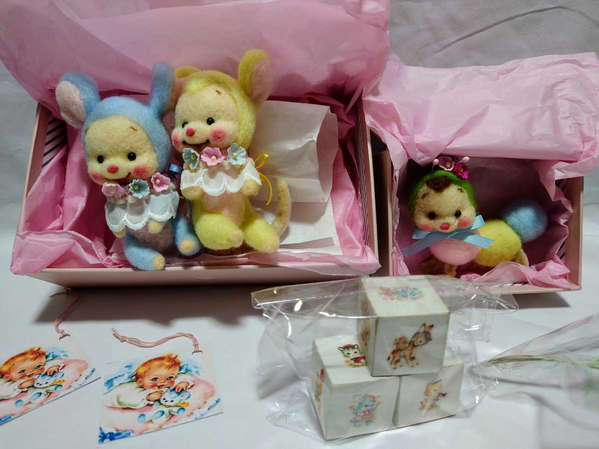 新品 ☆milk* mascot様☆ ハンドメイド 仔ねずみちゃん イモムシちゃん 羊毛フェルト teddybear ドール ぬいぐるみ拍卖