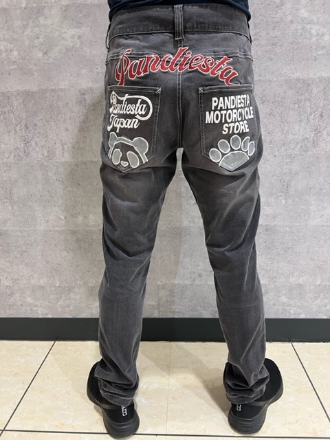 PANDIESTA JAPAN パンディエスタ パンダ 刺繍 バイカー デニム ストレッチ 黒 36インチ拍卖