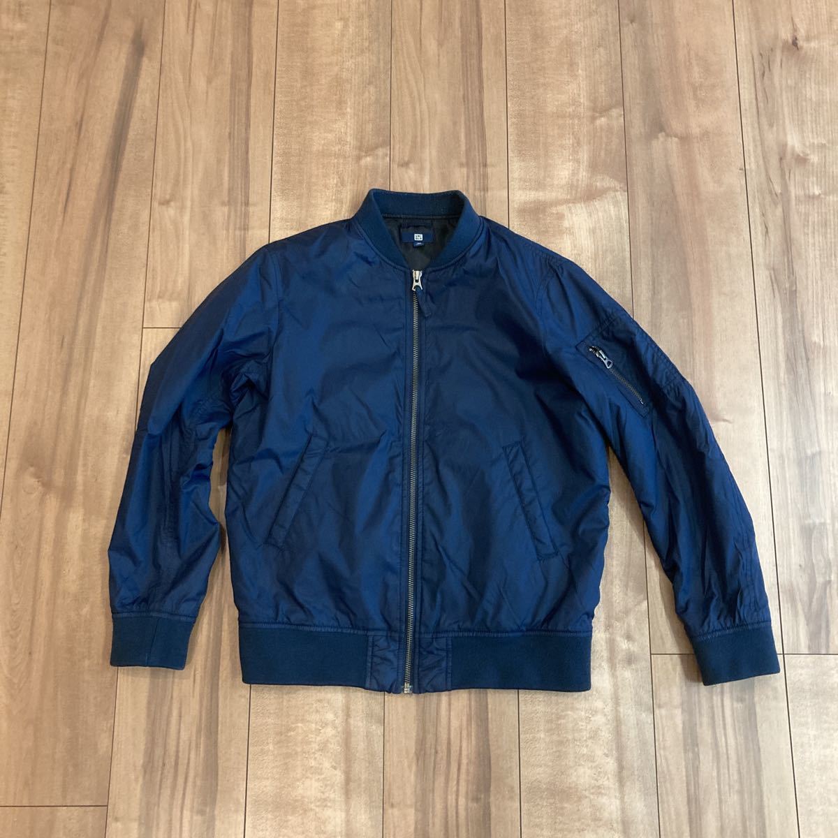 ユニクロ UNIQLO MA-1 ネイビー ジャンパー 150cm キッズ拍卖