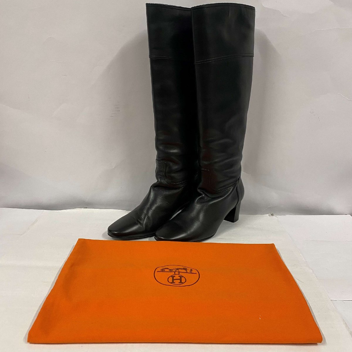 【中古】エルメス ロングブーツ<シューズ> HERMES 35 1/2 ブラック レザー レディース レディース ファッション ブランド拍卖