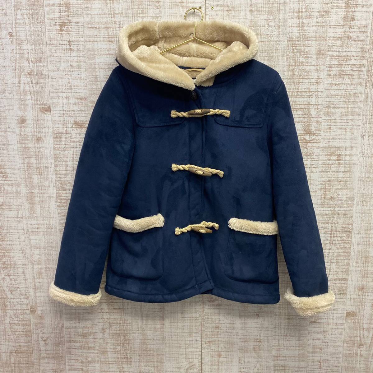 ◇navy natural | ネイビーナチュラル ハーフダッフルコート 美品 サイズM拍卖