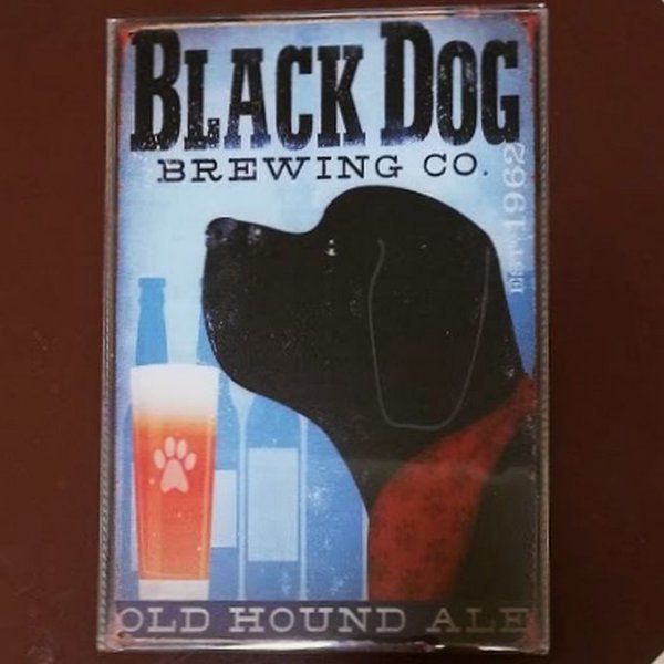 【送料無料】ブラックドッグ 黒ラブラドール ③ ビール メタル看板 メタルサインプレート【新品】拍卖