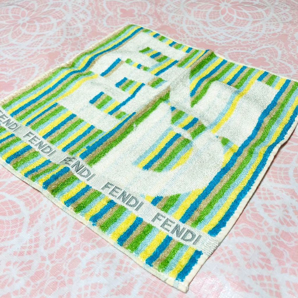 【シルク】新品/FENDI/タオルハンカチ/正規品/フェンディ/未使用/即決あり/ズッカ柄/匿名発送/レア/レディース/女性用/緑/ロゴ拍卖