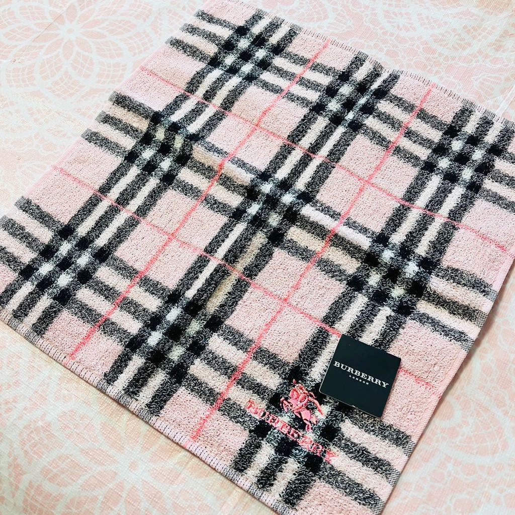 【人気柄】新品/BURBERRY/タオルハンカチ/正規品/バーバリー/綿100%/未使用/即決あり/ピンク匿名発送/ノバチェック/ハンドタオル/日本製/拍卖