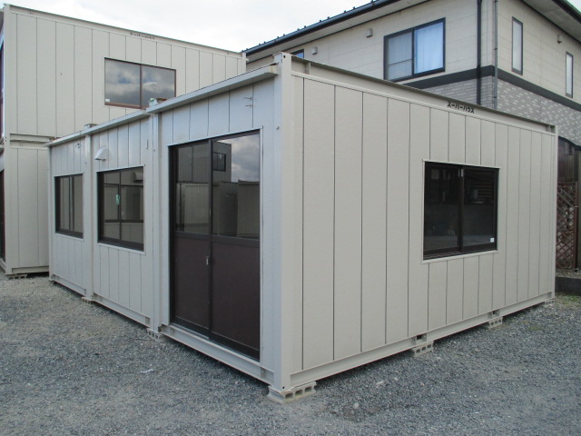 【茨城発】スーパーハウス コンテナ 物置 ユニットハウス 車屋 12坪 中古 仮設 プレハブ 倉庫 事務所 店 24畳 休憩室 寮 道場 直売所 拍卖