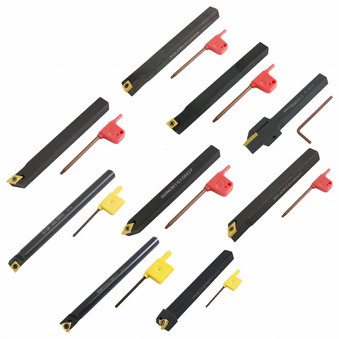 【9本セット】ミニ旋盤 バイトホルダー 10mm角 チップ付き 削り出し 旋削 加工 削材 工具 機械 DIY 作業 日曜大工拍卖