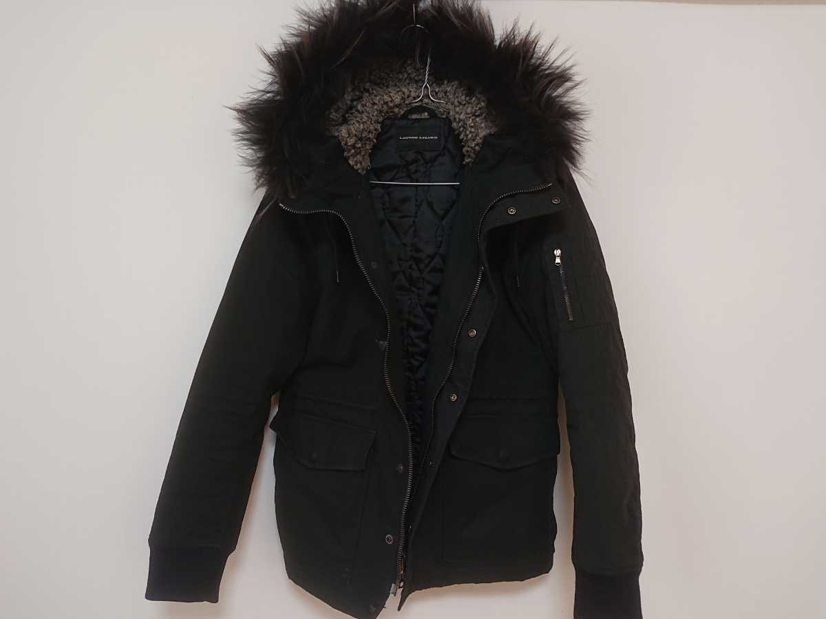 LOUNGE LIZARD ラウンジリザード ラクーンファージャケット モッズコート Thinsulate Ex-Soft シンサレート 黒 ブラック 1 パーカー拍卖